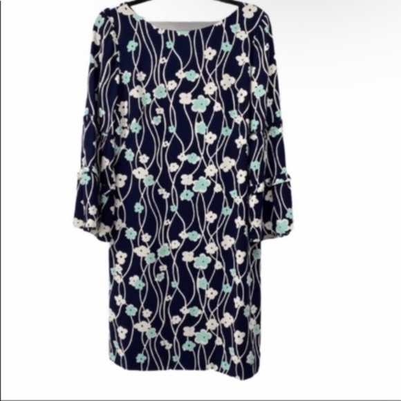 TALBOTS PRINT BLOSSOMS SHIFT DRESS Sz. 4 - Picture 3 of 5